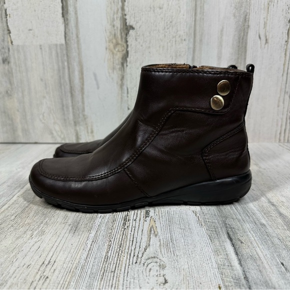 Easy Spirit Shoes - Easy Spirit Esactout Brown Leather Ankle Boots with Side Button Detail  #321
